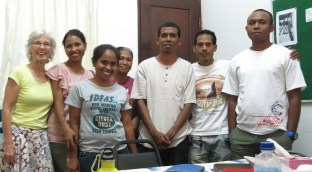 Pip's creative writing class. From left: Pip, Polan, Este, Fatima, Nunu, Justin, Alito. 